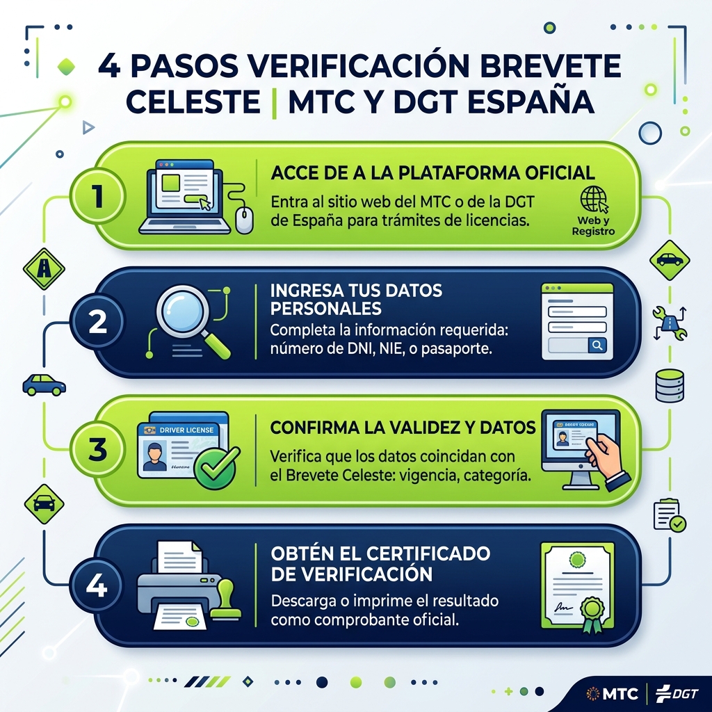 Infografía explicativa con la verificación telemática de la cartulina celeste