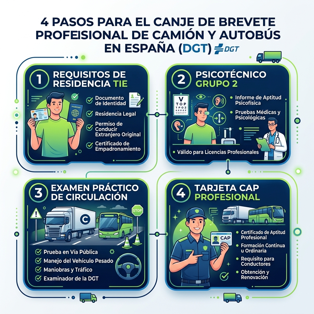 Infografía explicativa del proceso de homologación del brevete profesional